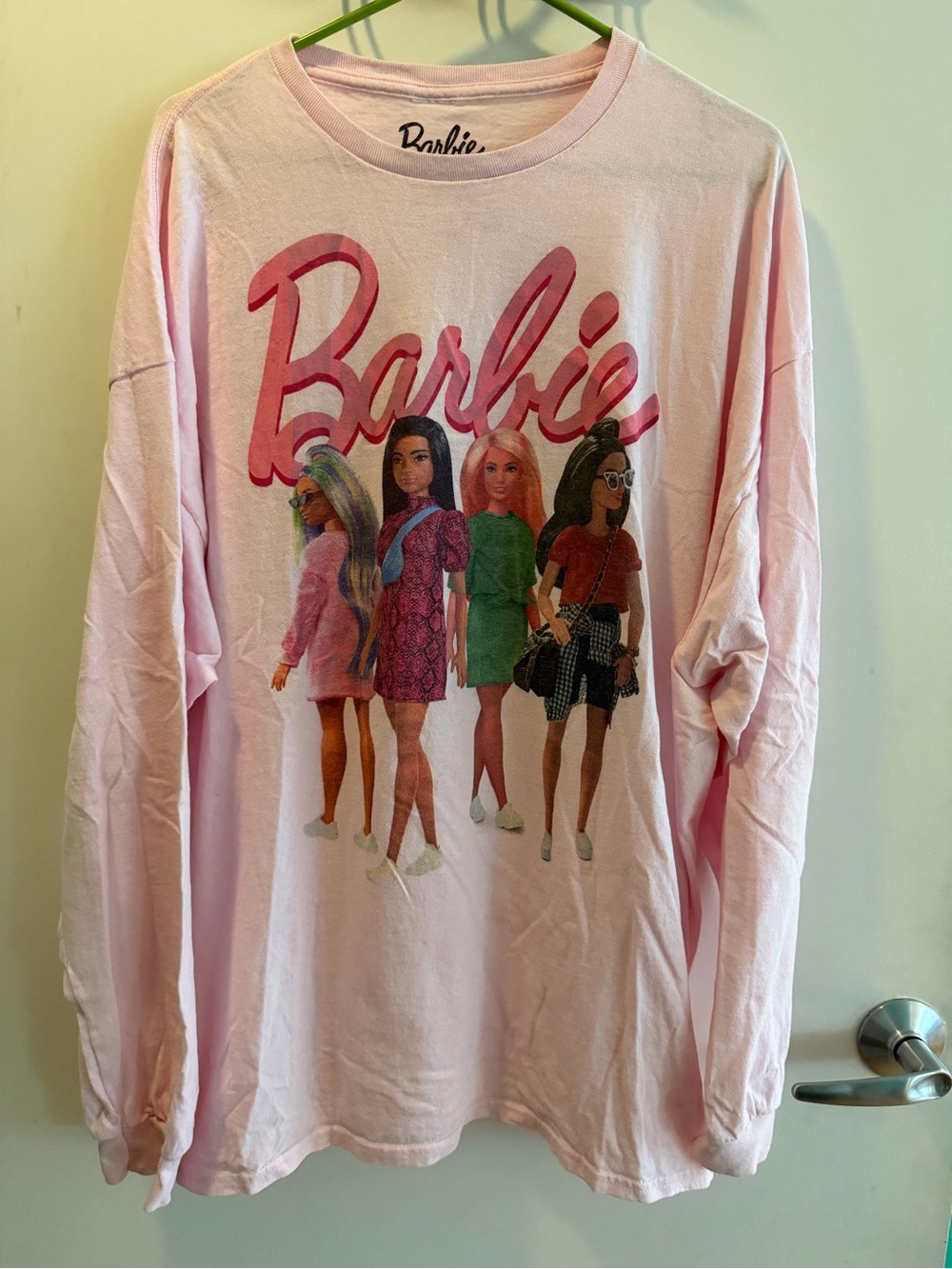 Barbie Light Pink Long-Sleeve Tee with Doll Graphic